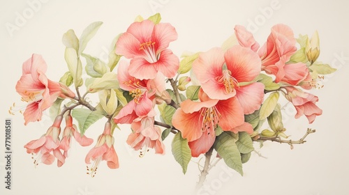 Vintage botanical of spring flower in water color style. Bouquets greeting or wedding card decoration.