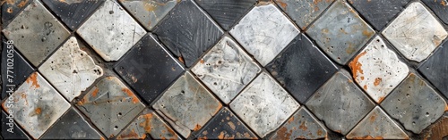 Vintage Patchwork Chessboard Lozenge Wall Texture Background