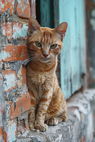 Stray Cat Taking a Break on Penang Street Generative AI