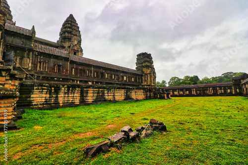 A view of one of the Entrance gates to the outer quadrangle of the Angkor Wat Temple complex at Siem Reap, Cambodia, Asia