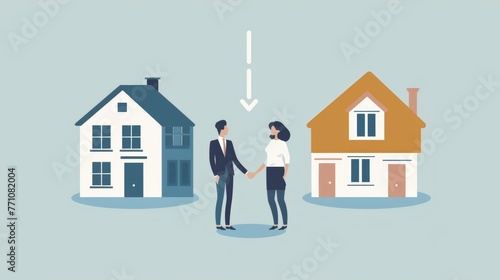 A real estate agent showing a couple two different properties representing potential options for division of assets in a property division negotiation.