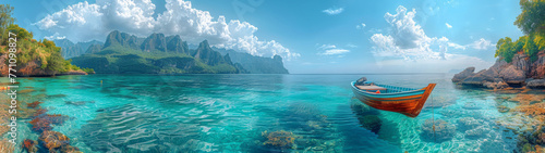 Crystal clear waters with rich marine life in the foreground, and astonishing cliffs providing a dramatic backdrop