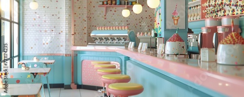 An ice cream bar reminiscent of a vintage soda shop