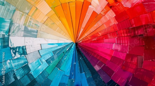 Color wheel explosion, perfectly segmented hues, crisp and graphic
