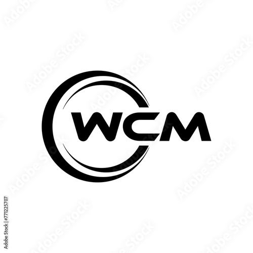 WCM letter logo design with white background in illustrator, cube logo, vector logo, modern alphabet font overlap style. calligraphy designs for logo, Poster, Invitation, etc.