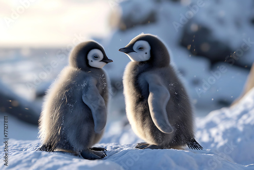 two baby bluewinged penguins are looking at each othe d70b2715-1d2e-47bb-b294-2056be500c44 1
