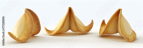 Flat lay pile of fortune cookies, Concept of creative food chinese fortune cookies with prediction words