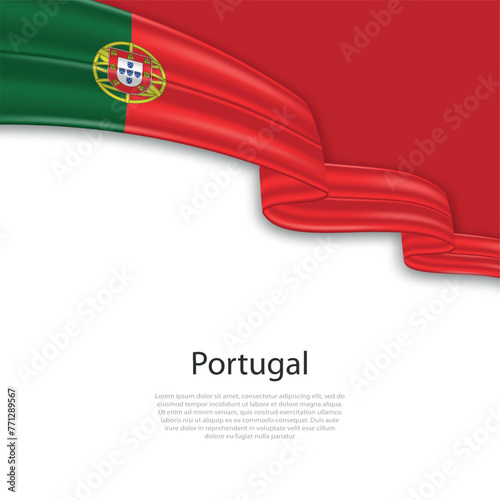 Waving ribbon with flag of Portugal