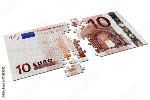 PNG. Trasparente. Puzzle dieci euro su sfondo trasparente.