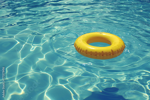 yellow ring floating in an open swimming pool in the st 708c4ad4-3466-44aa-8f65-3c64e347bdea