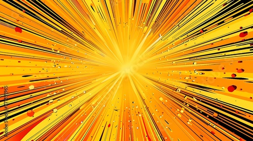 Abstract colorful yellow and orange exploding comic starburst half tone background