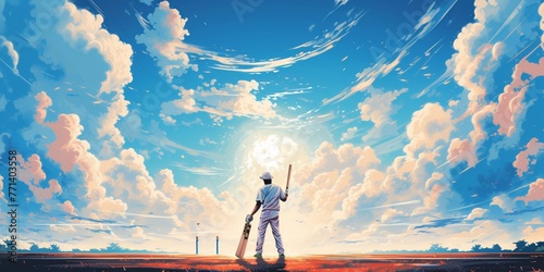A man stands in the middle of a field with a bat and a baseball