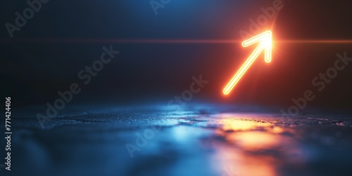 business growth competition concept with a dark blue background and a glowing up arrow