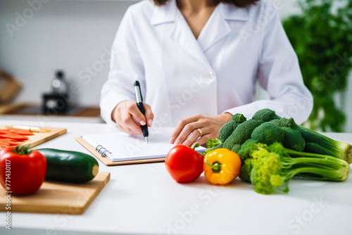 Dietitian advising on healthy eating, emphasizing the importance of fresh vegetables and nutrition