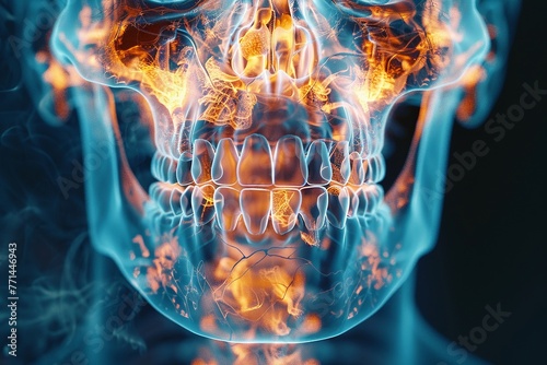 A visual representation of the placement and function of the salivary glands and ducts within the mouth using Xray style art