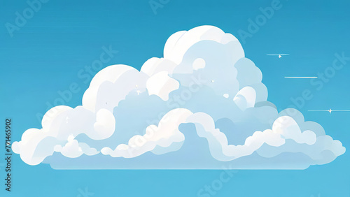 a flat illustration of big cloud in blue sky