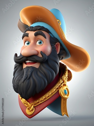 portrait of ferdinand magellan 3D sculpt illustration art design on plain white background from Generative AI