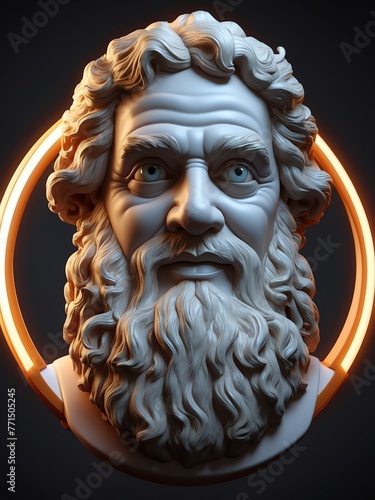 portrait of plato 3D sculpt illustration art design on plain white background from Generative AI