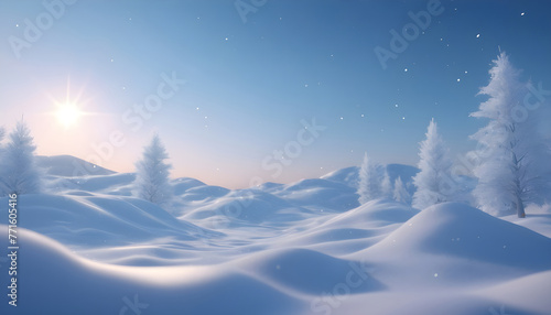 Background winter snow with snowdrifts with beautiful light