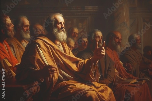 Apostle Paul preaching in the synagogue to the Ephesians, Generative AI