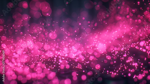A captivating display of neon pink particles, each one pulsating with light against a shadowy backdrop. The scene exudes energy and vibrancy, captured with a clarity that feels almost tangible.