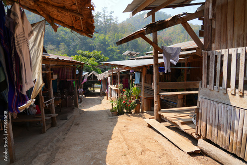 Homes of Kayan refugees in the Huay Pu Keng long-neck ethnic village in the Mae Hong Son province in the northwest of Thailand, close to the Burma border