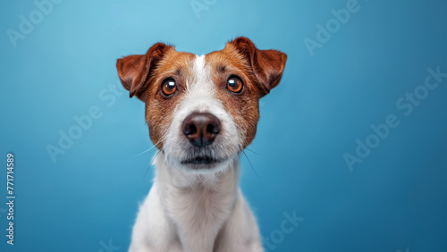Hund Gesicht Porträt witzig schaut in die Kamera für Poster und Kalender
