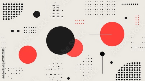  A white background with black, red, and white dots on the bottom half, and black dots on the top of the image