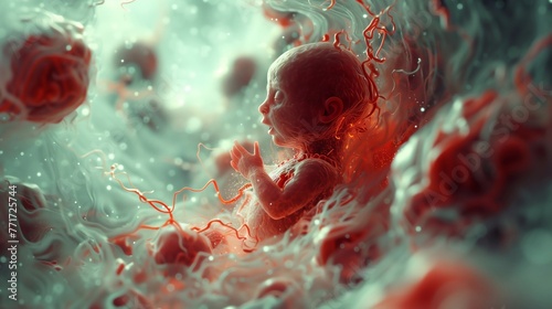 Human fetus inside the womb