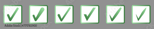 A set of green checkmarks, for use in graphic design