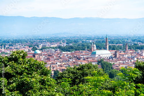 Lush Greenery Overlooking the City of Palladian Architectural Gems of Vicenza, Italy