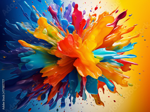 Colorful paint splashes come to life in a vector illustration background.