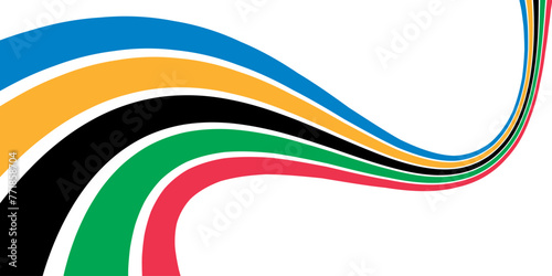 Abstract wavy stripes way of Olympic games colors isolated on transparent background. Vector illustration