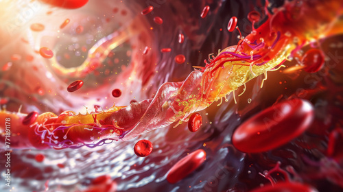 Digital art of lipids and their various forms within the bloodstream