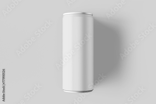 minimal long slim aluminum metallic tin energy cola soda drink can beverage brand product packaging realistic mockup design template 3d render illustration isolated in perspective top view 