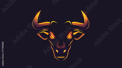 Spooky bull head modern logo flat cartoon vactor il