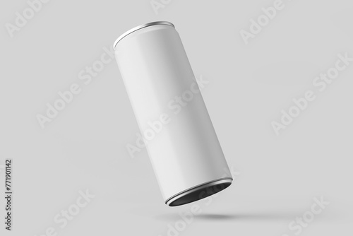 trendy minimal blank floating long slim aluminum metal tin energy cola soda drink can beverage product brand packaging realistic mockup design template 3d render illustration isolated 