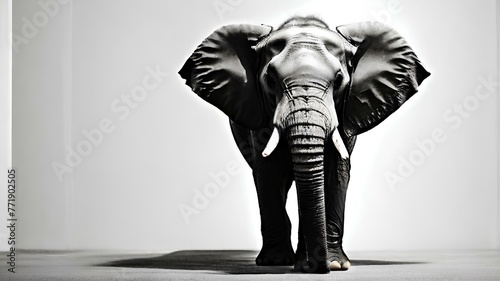 Majestic elephant standing gracefully against a clean white background