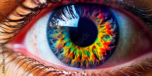 eye of the person, Illustration of Human Eye Rainbow Color pupils 8K RAW image Captu 