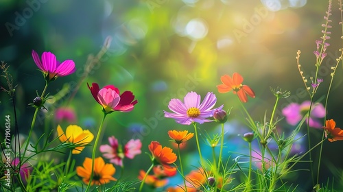 The background image of the colorful flowers, background nature , Generative ai,