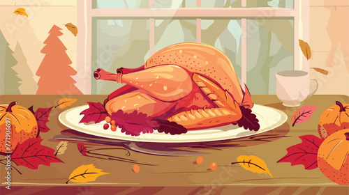 Thanksgiving flat cartoon vactor illustration isola