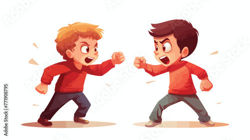 Two Boys Fist Fight Positions Aggressive Bully In L
