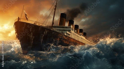 Titanic hit an iceberg in the ocean