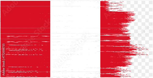 Peru flag with brush paint textured isolated on png or transparent background. vector illustration
