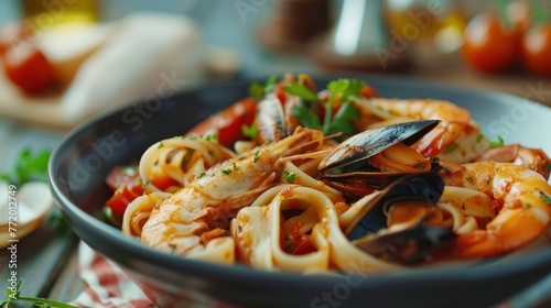 Italian pasta with seafood 