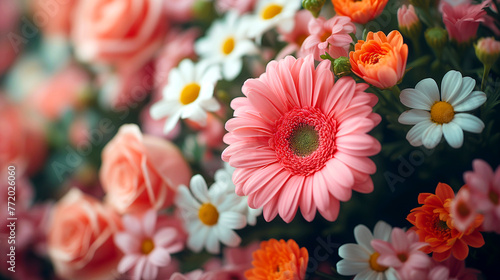 Bouquet of pink and white gerbera daisies