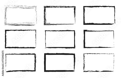 Hand drawn sketch frame vector. Simple doodle rectangle pencil frame border shape. Hand drawn doodle scribble border element for text quote template. Pencil brush stroke style. Vector illustration 4 3