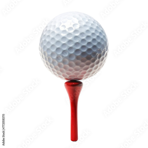 Golf ball on red tree isolated on transparent background.