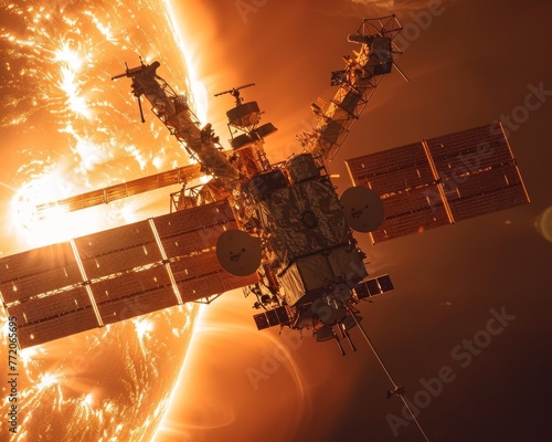 Satellite constellation analyzing the impact of solar flares on Earths climate