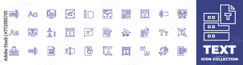 Text line icon collection. Editable stroke. Vector illustration. Containing email marketing, email, text to speech, text box, text, text editor, message, text size, typography, image, font size.